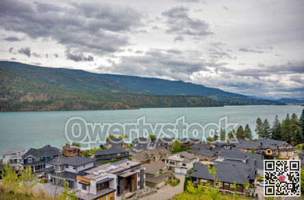 A perfect neighborhood. Luxury houses at waterfront on Kalamalka lake