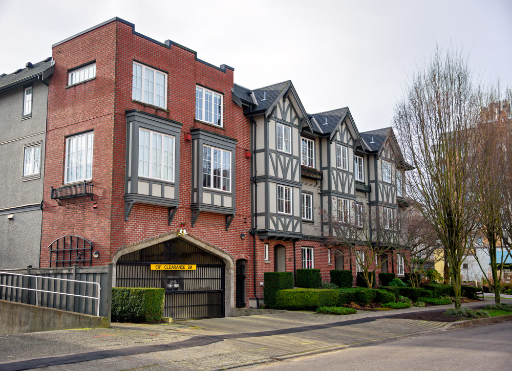 A perfect neighbourhood. Low rise residential building on winter season
