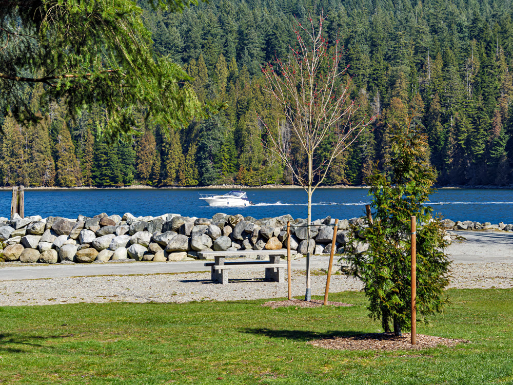 Recreational area at the waterfron on Pacivic Ocean bay in British Columbia