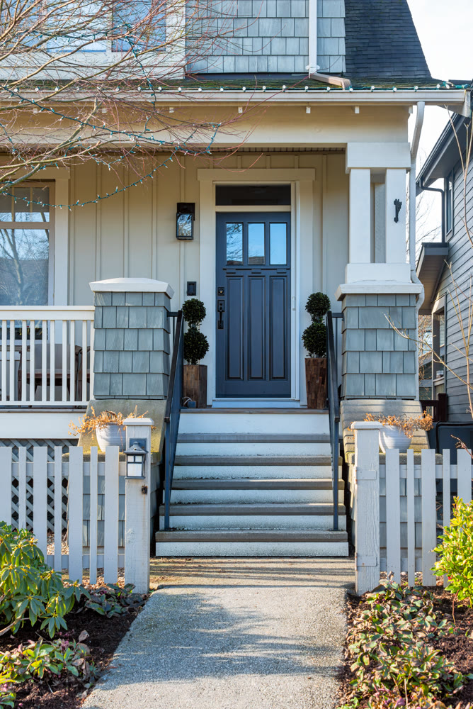 Entrance of residential house without entrance gate in front