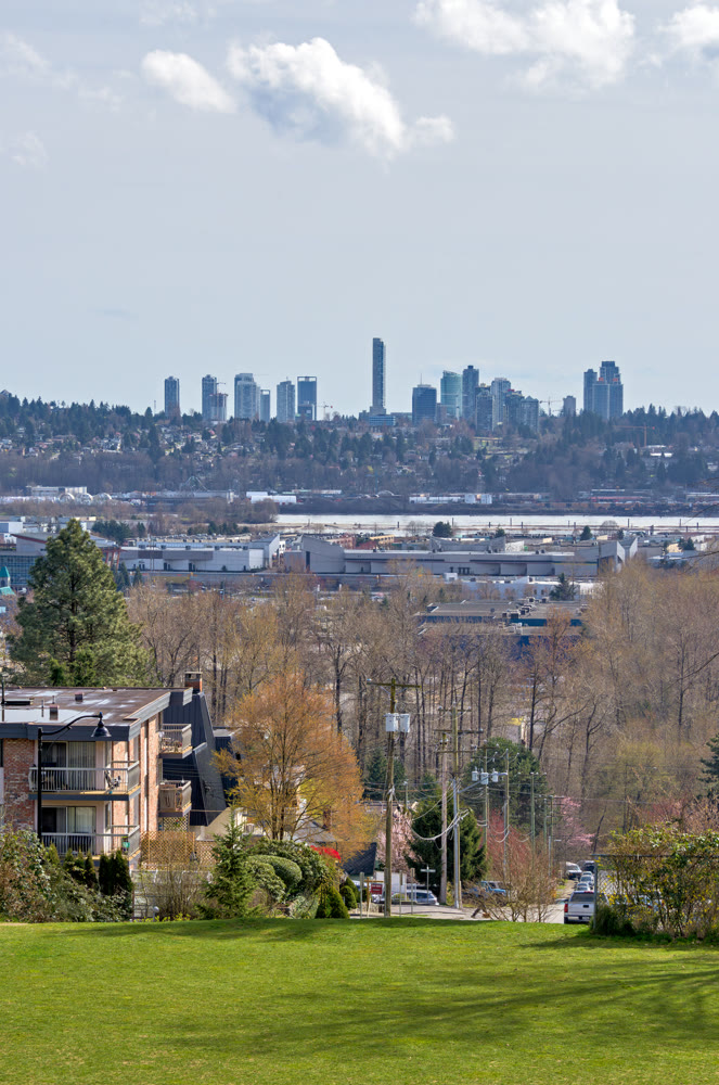 City district view on spring season in Canada
