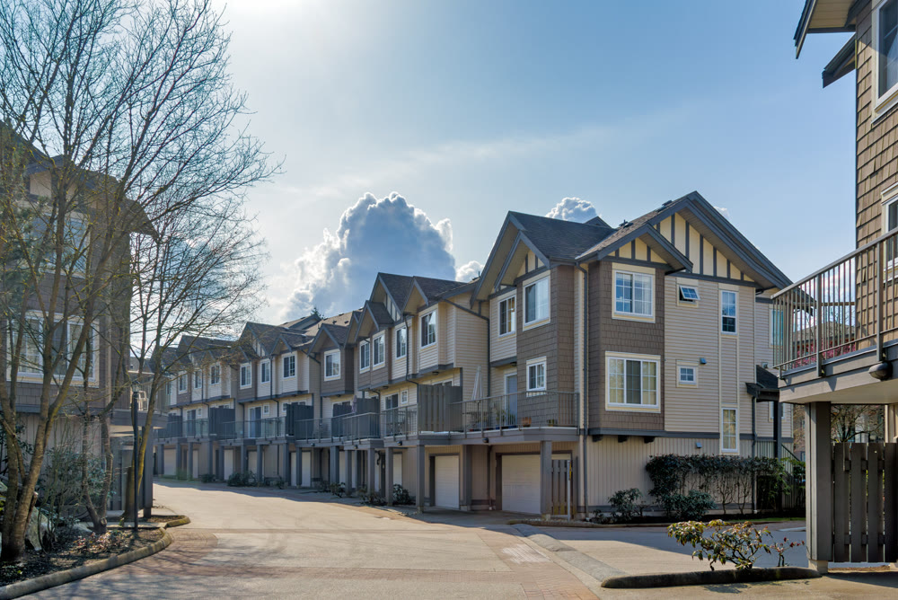 A perfect neighbourhood. New townhouses on early spring season