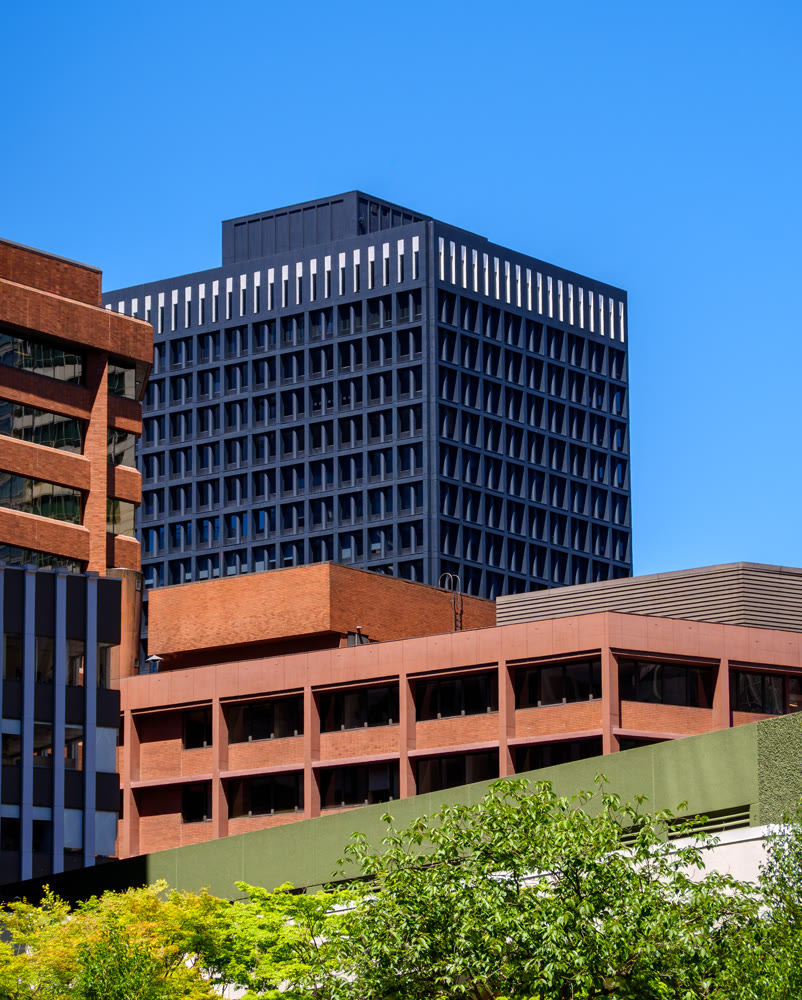 Architecture of modern buildings in downtown of Vancouver, Canada