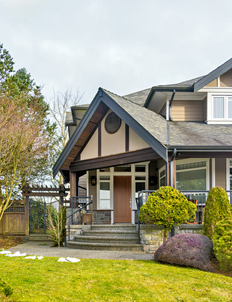 Nicely landscaped front yard of luxury residential house
