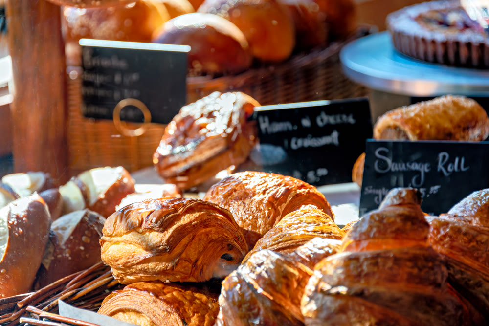 Baked goods at the show place of a bakery