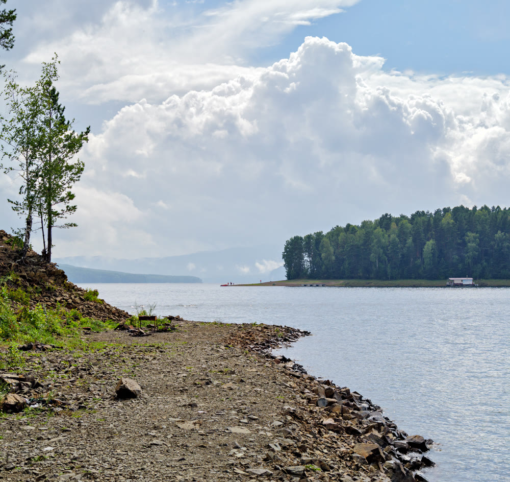 Landscape view over Biryusinskiy Zaliv - Yenisey river gulf
