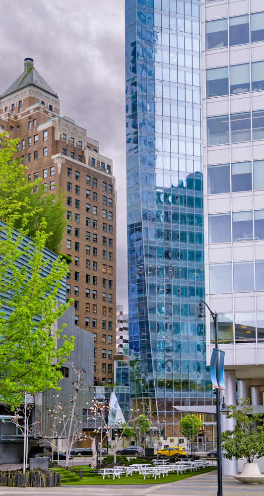 Modern and historical buildings in downtown of Vancouver, BC