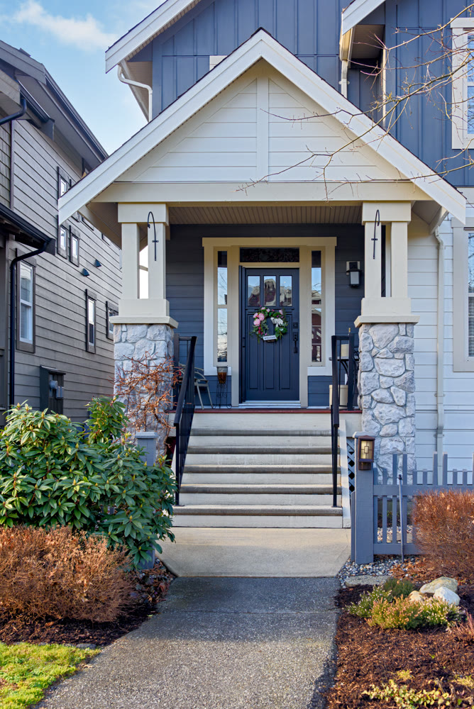 Entrance of residential house without entrance gate in front