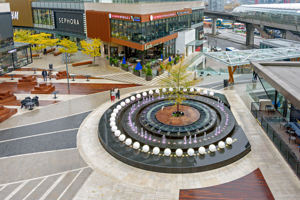 Burnaby, British Columbia. November 15, 2025. Brentwood Plaza overview