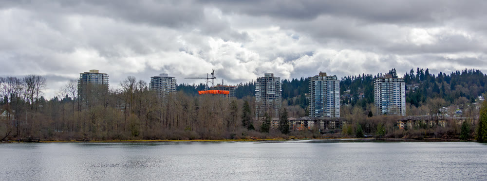 Cityscape of residential district on Pacific ocian bay waterfront