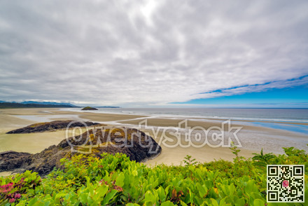 View over Pacific ocean long beach near Tofino, British Columbia, Canada