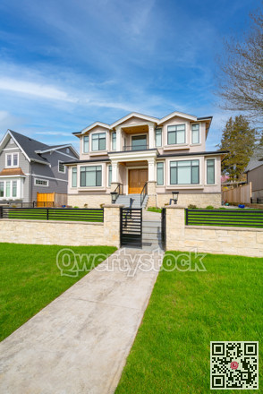 Luxury residential houses with landscaped front yard