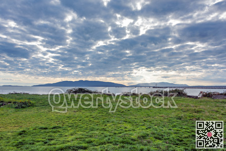 Extended overview of the Pacific ocean bay in Belingham, Washington, USA