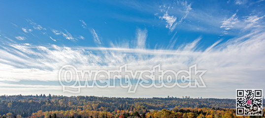 Burnaby suburban overview on autumn season and cloudy sky background