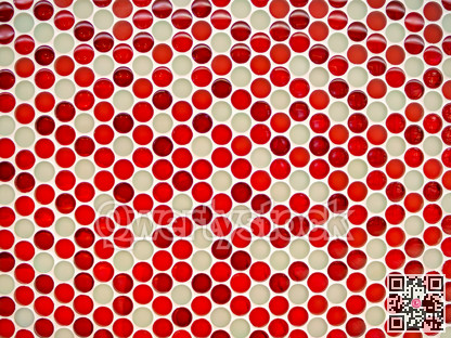 Red and white glass dots mosaic template background