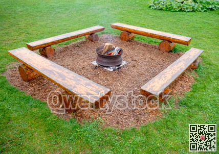Camp fire under the rain