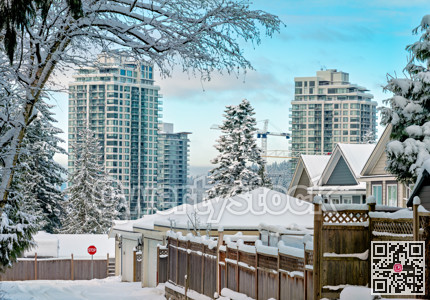 Suburban residential area beside an urban district development