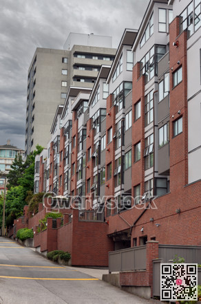 Back street of residential building in North Vancouver, Canada