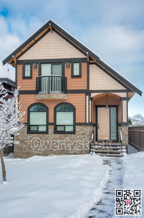 Brand new residential houses on winter season in Vancouver, Canada
