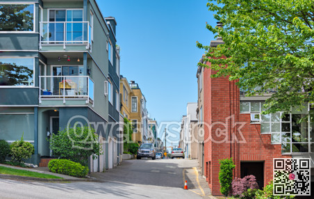 Back street drive in residential area of Vancouver