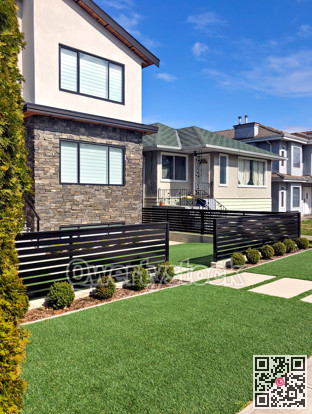 Residential family house with concrete pathway over front yard