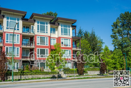 New apartment building with park zone nearby.