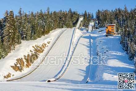 Structures for ski jumping. Ski jumping resort on winter season