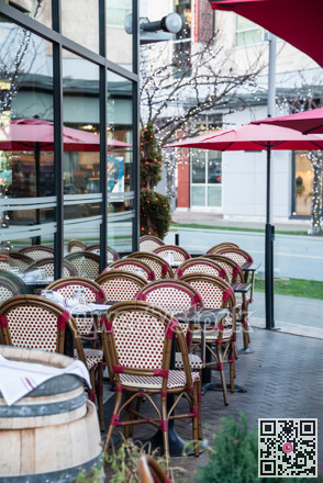 Outdoor street cafe on winter season in Vancouver, Canada
