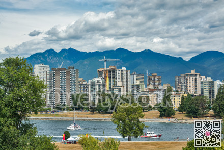 View on Vancouver downtown with cloudy sky background