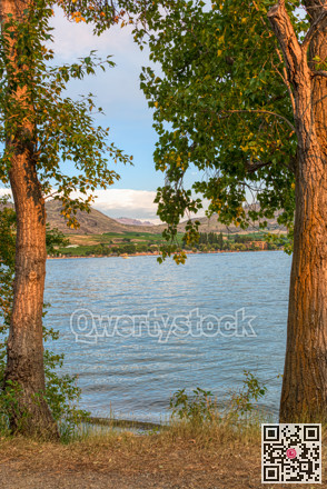 Golden sunset on Osoyoos lake. Summer season in Okanagan valley
