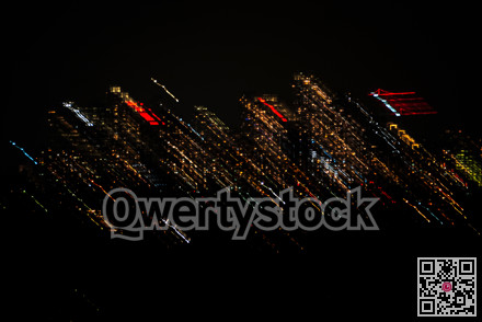 City lights thrown in a night. Abstract lights shift on black background