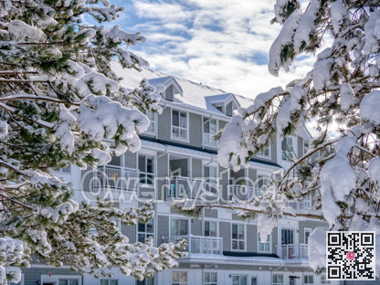 Winter scenery with low-rise residential building in Vancouver, Canada