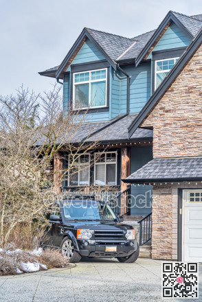 Fragment of residential house on winter season in Canada