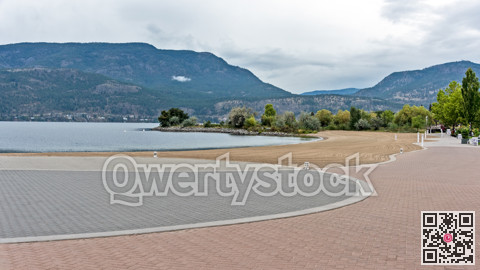 Paved walkway along the waterfront of Okanagan lake