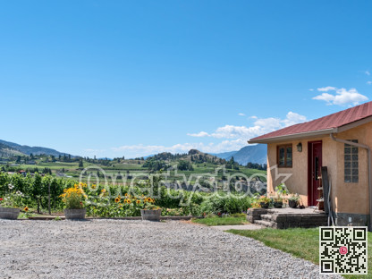 Entrance area of residential house with beautiful overview of farmers' fields
