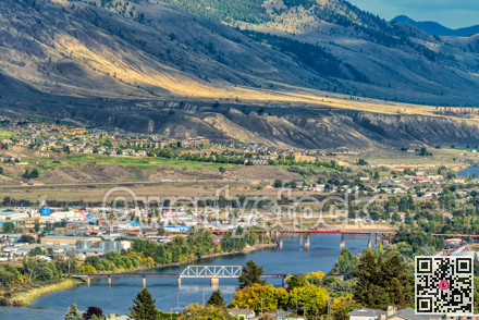 Bird view of Kamloops city on summer evening time