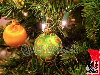 Christmas tree decorated with lights and baubles