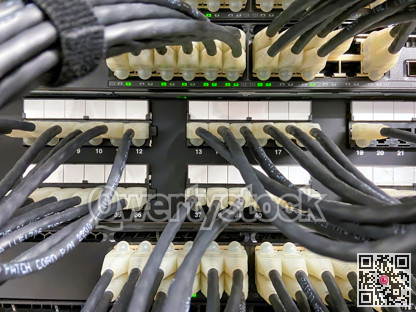 Ethernet cables connected to the network equipment