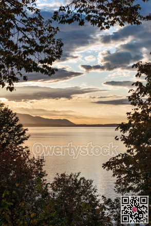 Golden sunset on Pacific ocean bay in Washington state