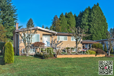 Front yard and main entrance door of residential house in British Columbia