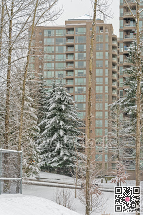 High-rise residential building on bright winter day