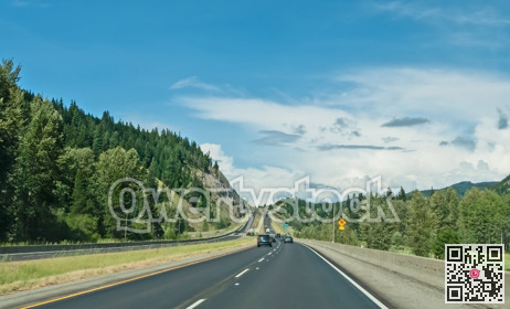 Turn of mountain road in British Columbia.