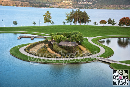 Landscape of recreational park on Okanagan lake shore