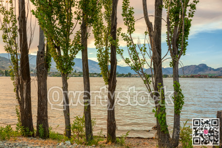 Golden sunset on Osoyoos lake. Summer season in Okanagan valley