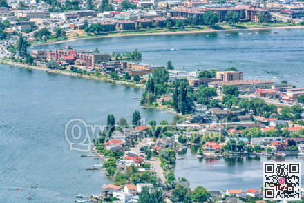 Resort area and residential houses in Osoyoos town, British Columbia