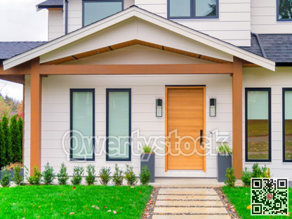 A perfect neighbourhood. Main entrance of brand new family houses