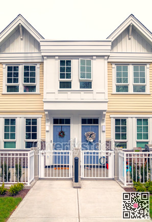 Entrance doors of brand new residential townhouses