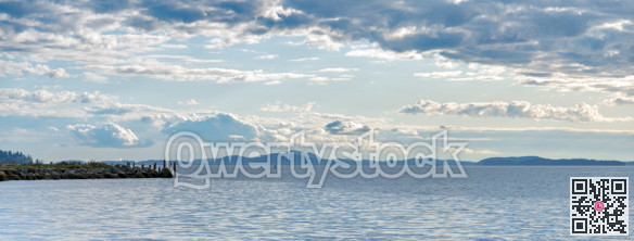 Extended overview of the Pacific ocean bay in Belingham, Washington, USA