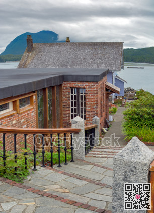 Walkway to the residential house at the waterfront in Tofino, BC