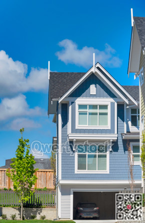 New residential townhouse on bright sunny day